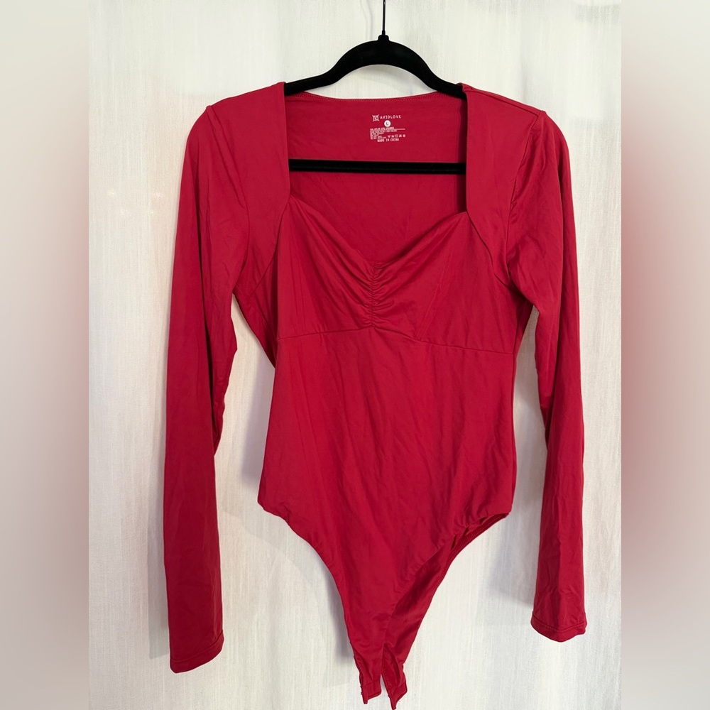 Red Long Sleeve Bodysuit